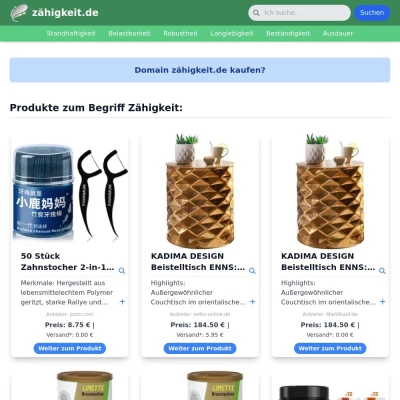 Screenshot zähigkeit.de