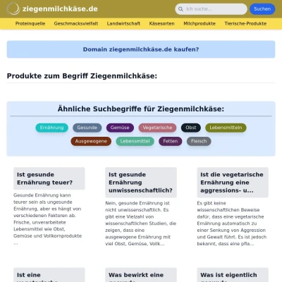 Screenshot ziegenmilchkäse.de