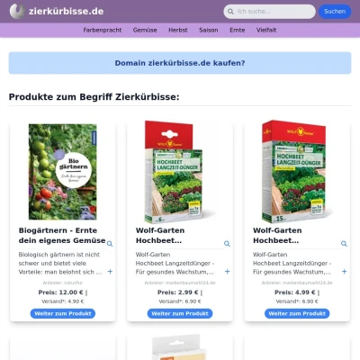 Screenshot zierkürbisse.de