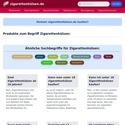 Screenshot zigarettenhülsen.de