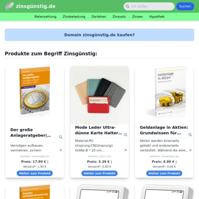 Screenshot zinsgünstig.de