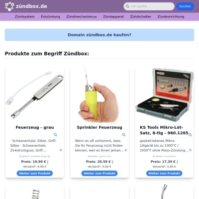 Screenshot zündbox.de