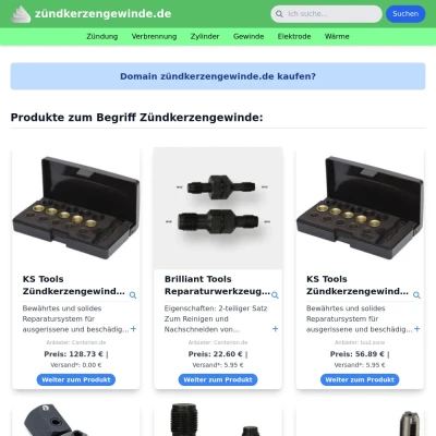 Screenshot zündkerzengewinde.de