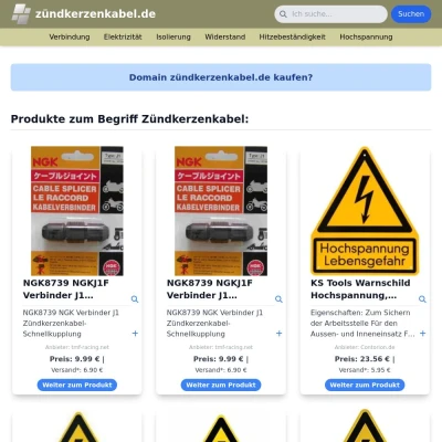 Screenshot zündkerzenkabel.de