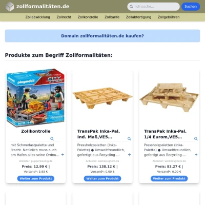 Screenshot zollformalitäten.de
