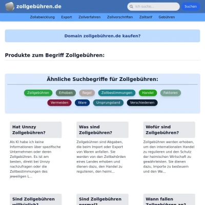 Screenshot zollgebühren.de