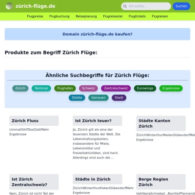 Screenshot zürich-flüge.de