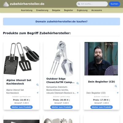 Screenshot zubehörhersteller.de