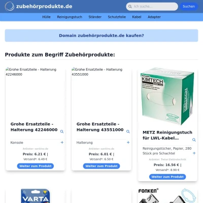 Screenshot zubehörprodukte.de