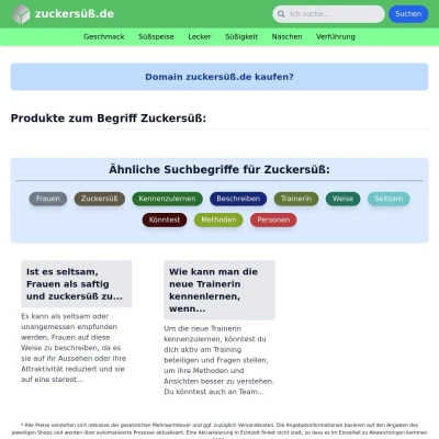 Screenshot zuckersüß.de