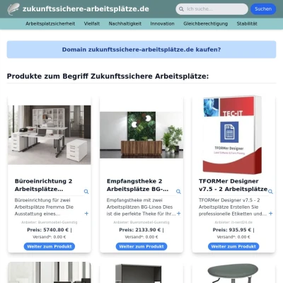 Screenshot zukunftssichere-arbeitsplätze.de