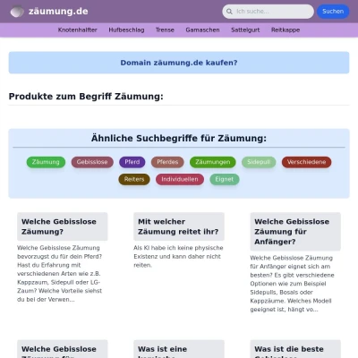 Screenshot zäumung.de