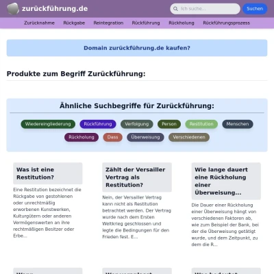 Screenshot zurückführung.de