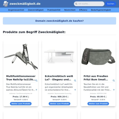 Screenshot zweckmäßigkeit.de