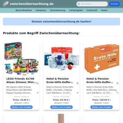 Screenshot zwischenübernachtung.de