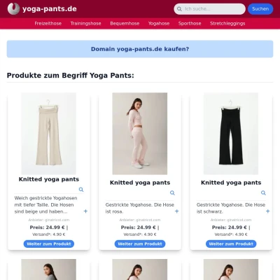 Screenshot yoga-pants.de