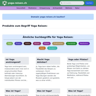 Screenshot yoga-reisen.ch