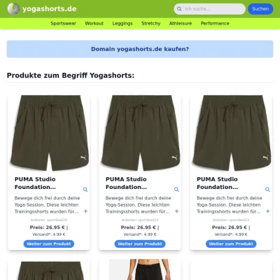 Screenshot yogashorts.de