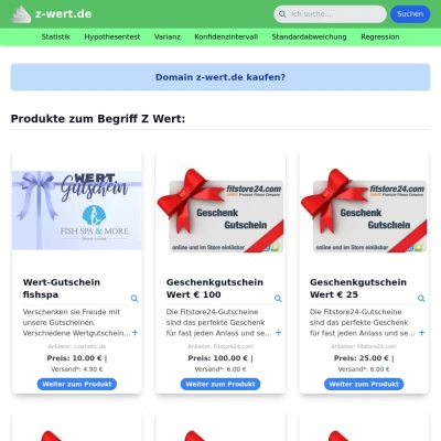 Screenshot z-wert.de