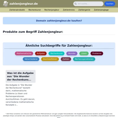 Screenshot zahlenjongleur.de