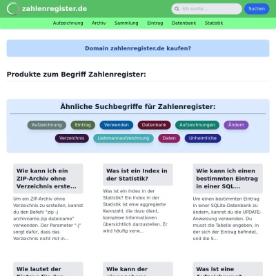 Screenshot zahlenregister.de