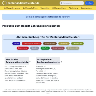 Screenshot zahlungsdienstleister.de