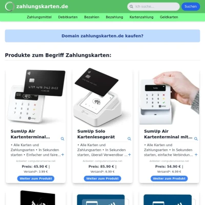 Screenshot zahlungskarten.de