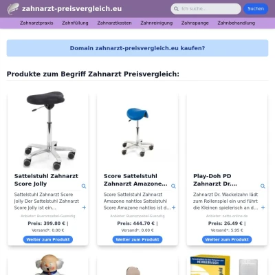 Screenshot zahnarzt-preisvergleich.eu