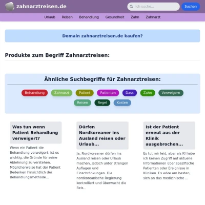 Screenshot zahnarztreisen.de