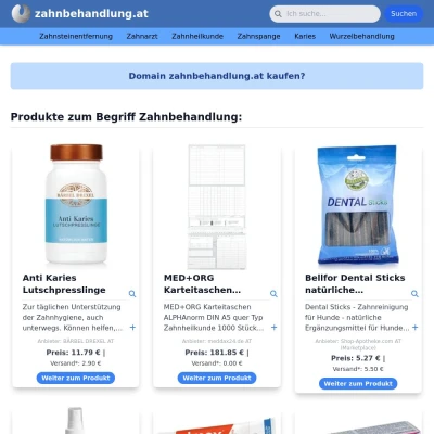 Screenshot zahnbehandlung.at