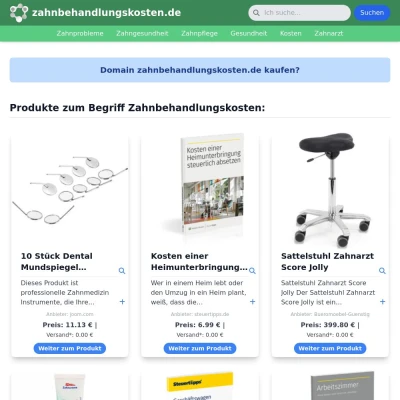 Screenshot zahnbehandlungskosten.de