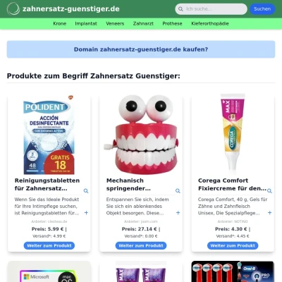 Screenshot zahnersatz-guenstiger.de