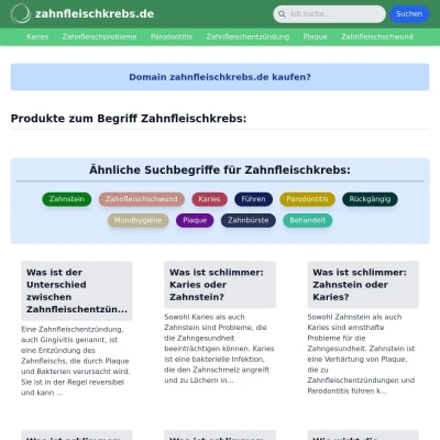 Screenshot zahnfleischkrebs.de