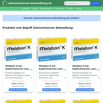 Screenshot zahnschmerzen-behandlung.de