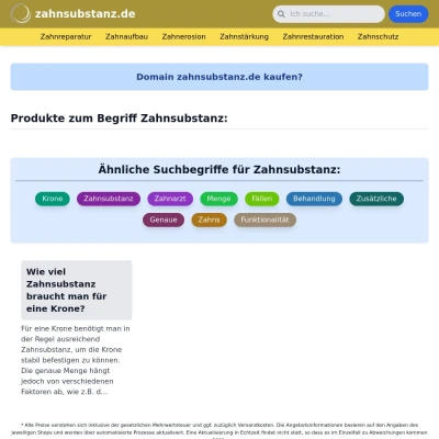 Screenshot zahnsubstanz.de