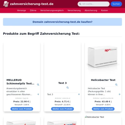 Screenshot zahnversicherung-test.de