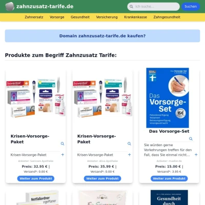Screenshot zahnzusatz-tarife.de
