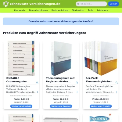 Screenshot zahnzusatz-versicherungen.de