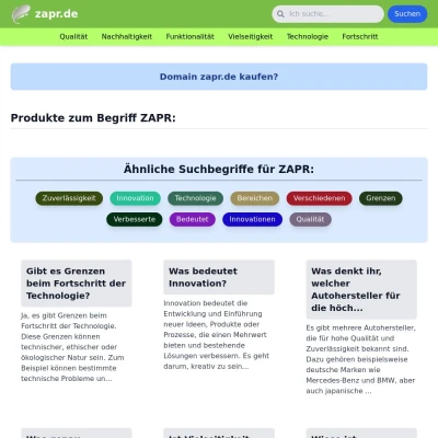 Screenshot zapr.de