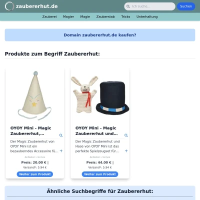 Screenshot zaubererhut.de