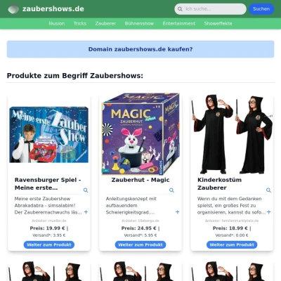 Screenshot zaubershows.de