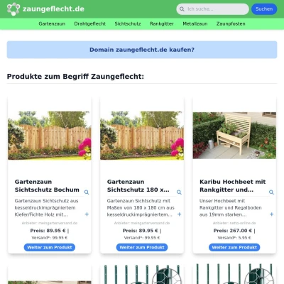 Screenshot zaungeflecht.de