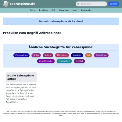 Screenshot zebraspinne.de