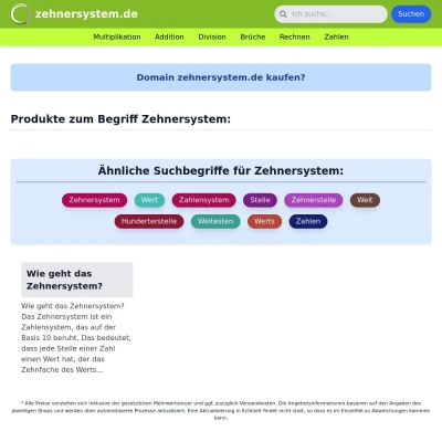 Screenshot zehnersystem.de