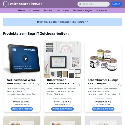 Screenshot zeichenarbeiten.de