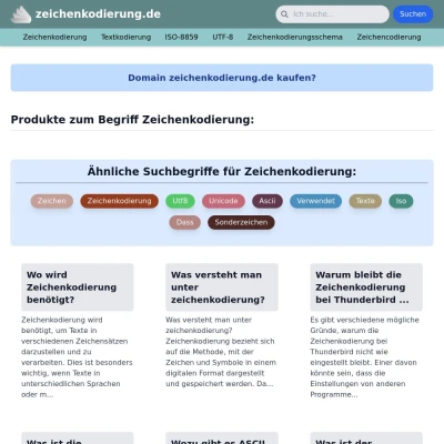 Screenshot zeichenkodierung.de