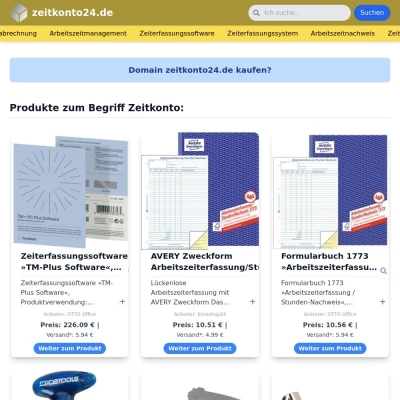 Screenshot zeitkonto24.de