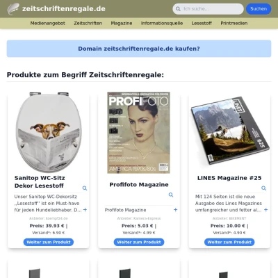 Screenshot zeitschriftenregale.de