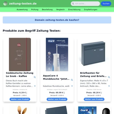 Screenshot zeitung-testen.de
