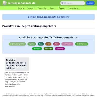 Screenshot zeitungsangebote.de